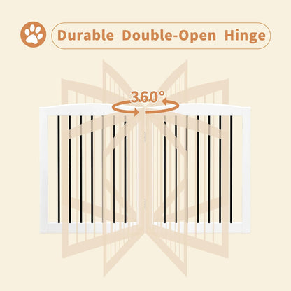 Freestanding Pet Gate for Dogs, Foldable Wooden Dog Gate for House, Indoor Pet Barrier for Stairs