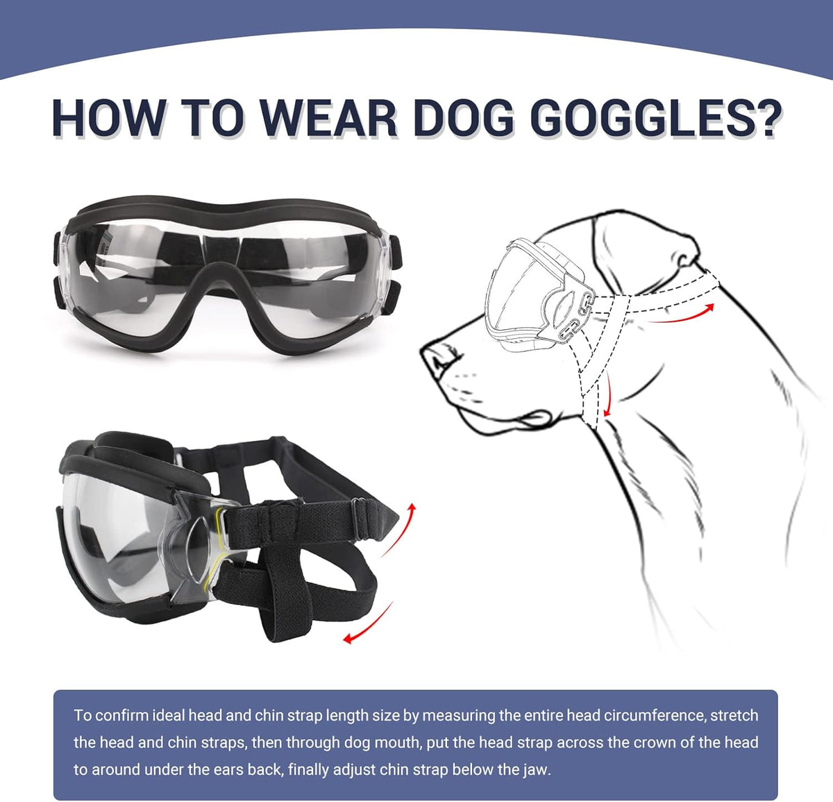 Pack of 2 Dog Goggles Dog Sunglasses for Medium to Large Breed Anti-UV Eye Protection with