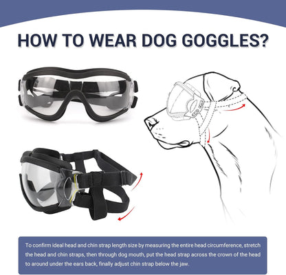 Pack of 2 Dog Goggles Dog Sunglasses for Medium to Large Breed Anti-UV Eye Protection with