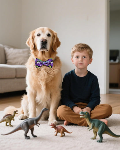 PET SHOW 10 Pack Dinosaur Big Dog Bow Ties for Large Medium Dogs Sliding Collar Attachment Bowties