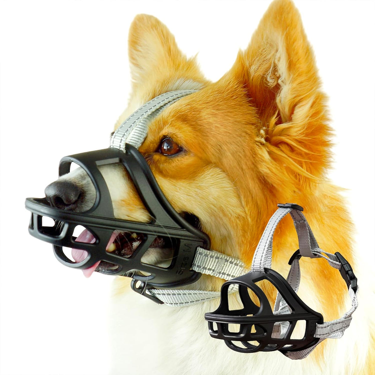 Dog Muzzle, Basket Muzzle for Small Medium Large Dogs, Anti-Biting and Chewing, Lightweight &