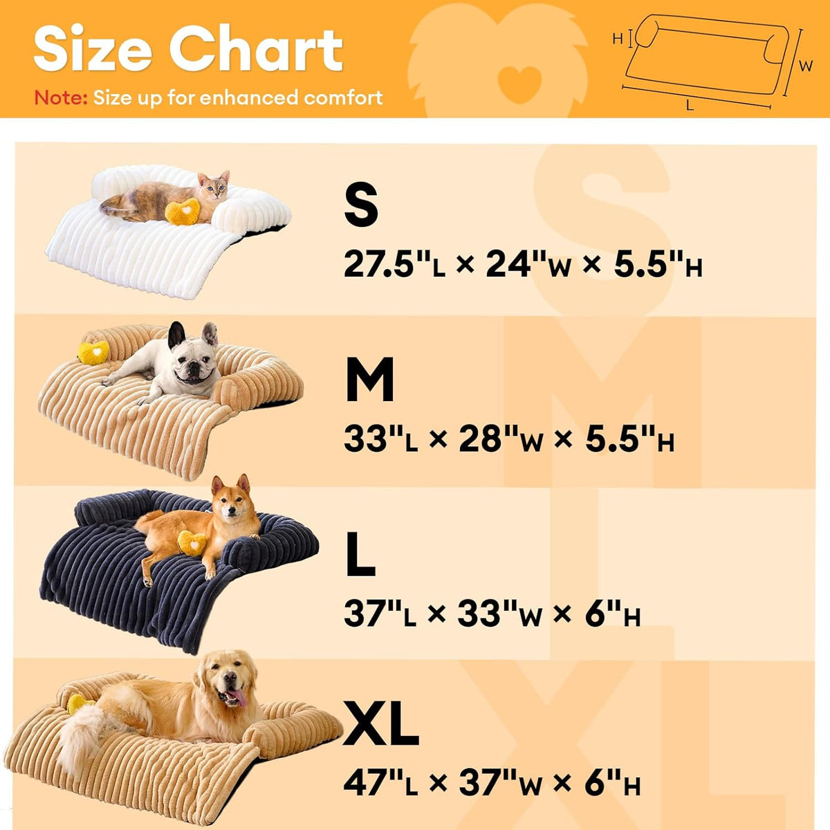 FUNNY FUZZY Pet Couch Cover for Sofa, Calming Dog Bed for Couch, Fluffy Plush Cat Bed Mat for
