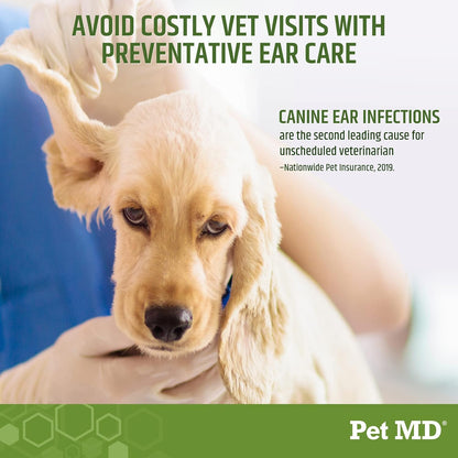 Pet MD - Dog Ear Cleaner Wipes - Otic Cleanser for Dogs to Stop Ear Itching, and Infections with
