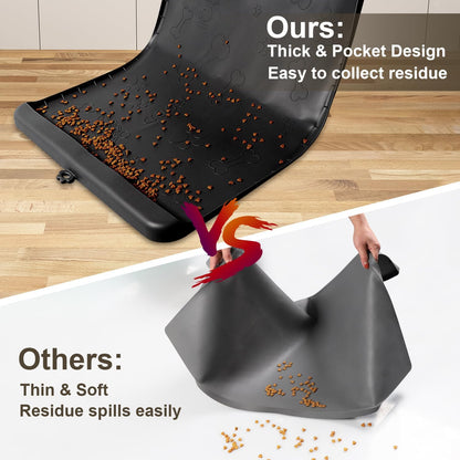 Dog Food Mat - Silicone Dog Mat for Food and Water - 28" x 20" Pet Feeding Mats with Residue