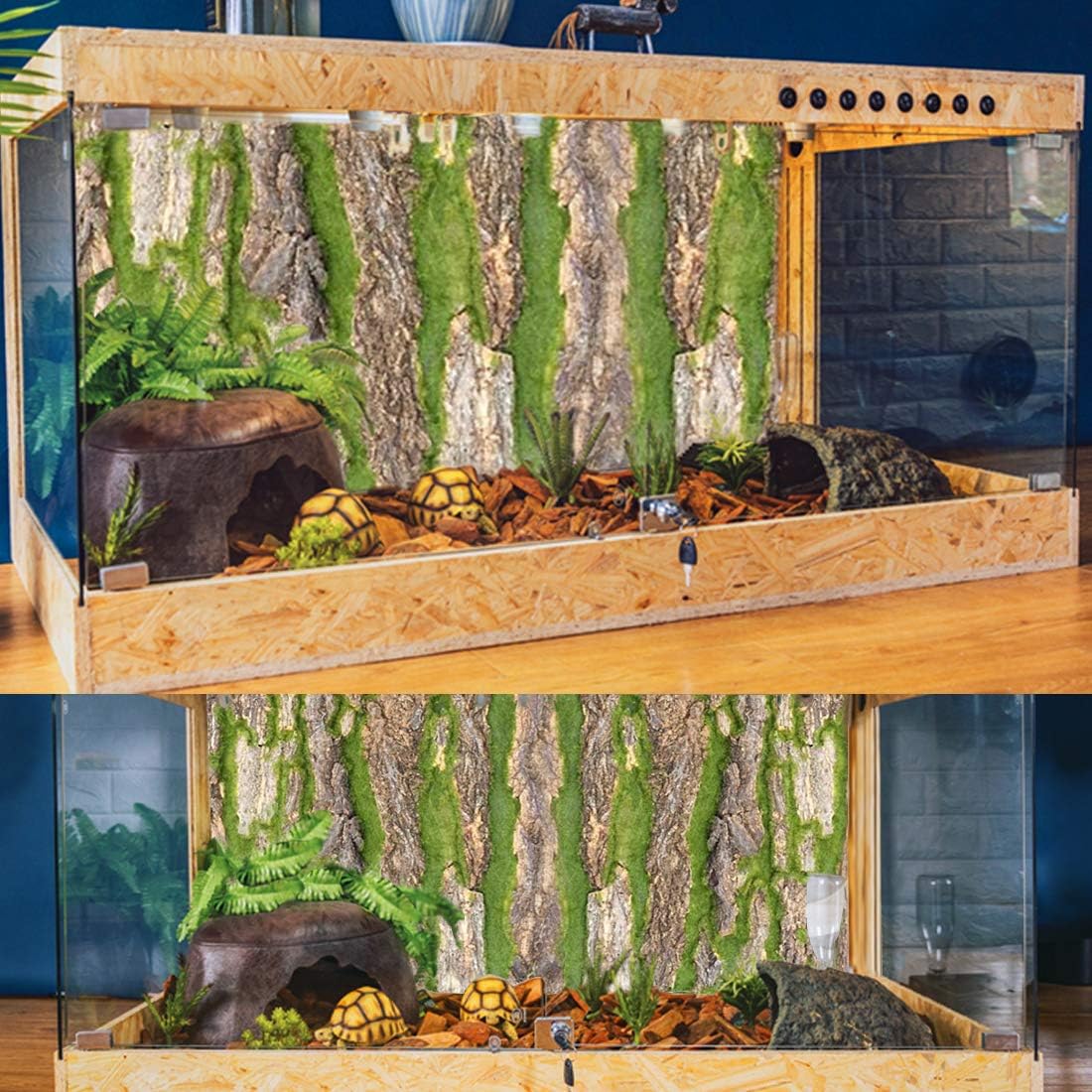 PINVNBY Cork Terrarium Background,Reptile Bark Backdrop Wall Decor and Artificial Moss for
