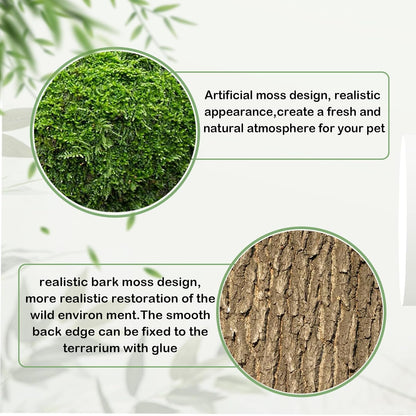 kathson Reptile Cork Terrarium Background Decor,Habitat Fitting Bark Backdrop Wall Artificial Moss
