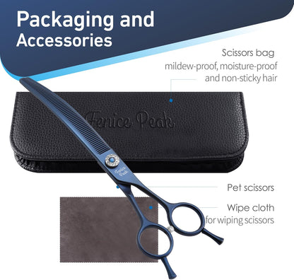 Fenice Peak Professional Dog Grooming Scissors Pet Curved Thinning Shears 7.0'' Extremely Sharp