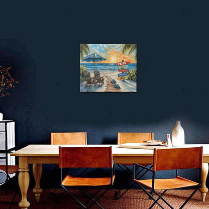 Beach Ocean Bathroom Pictures Wall Art, Seaside Coastal Bathroom Wall Decor, Sunrise Framed