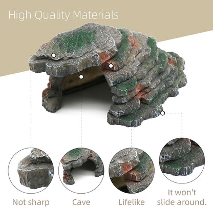 Gecko Hide Shale Scape Step Ledge, Reptile Cave Hideout Tank Accessories Decorations, Great for