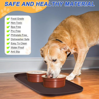 Silicone Pet Feeding Mat with Raised Edge for Food and Water, Dog Bowl Mats, Cat Bowls Placemat
