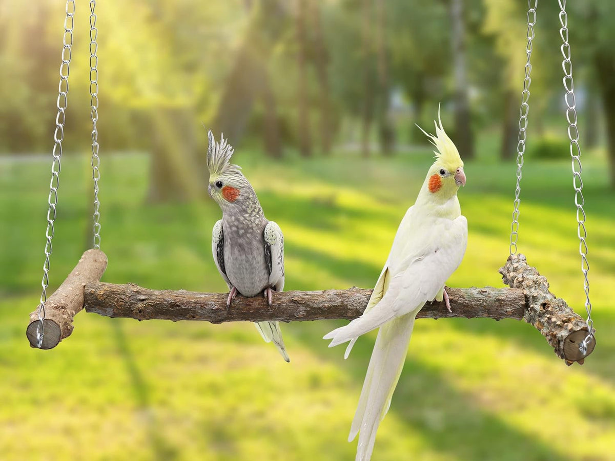 Large Bird Perch Swing Toy, Natural Pepper Wood Parrot Perch Stand Toy, Hangable Birdcage