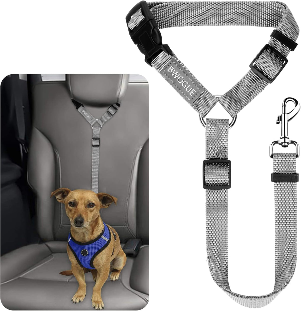 BWOGUE Pet Dog Cat Seat Belts, Car Headrest Restraint Adjustable Safety Leads Vehicle Seatbelt