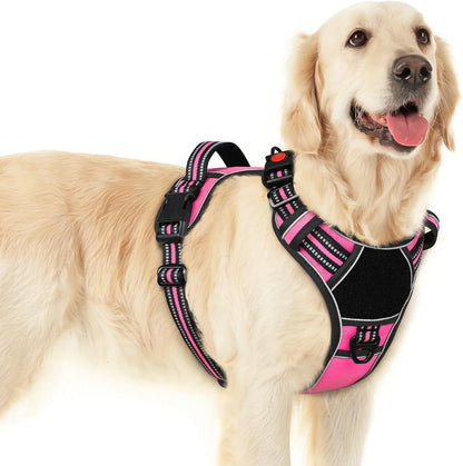 Eagloo Dog Harness for Large Dogs, Easy Wearing with 3 Buckles, Adjustable No Pull Pet Harness with