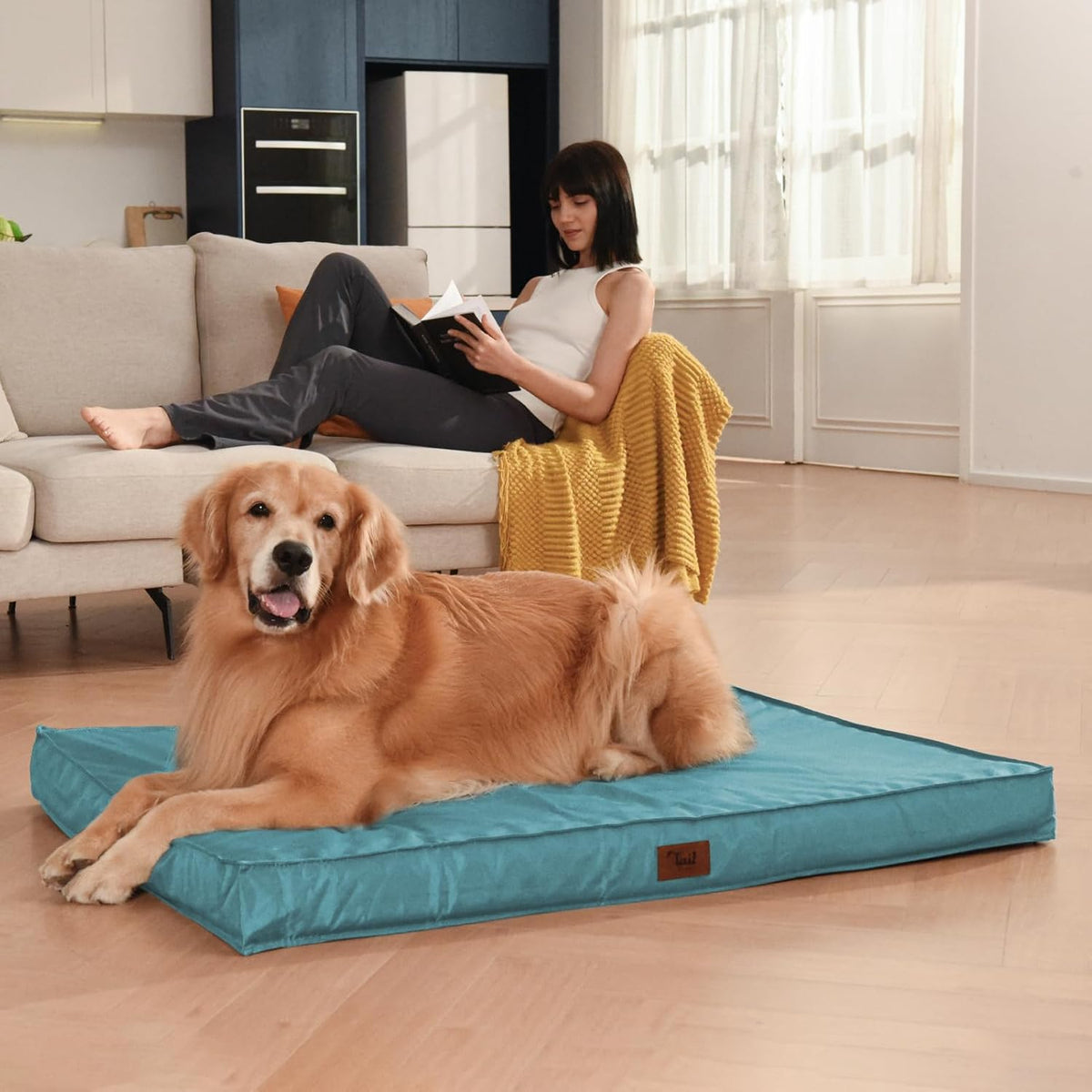Outdoor Extra Large Dog Bed, Jumbo Waterproof Dog Bed for Large Dogs, Orthopedic Egg Foam Pet Bed