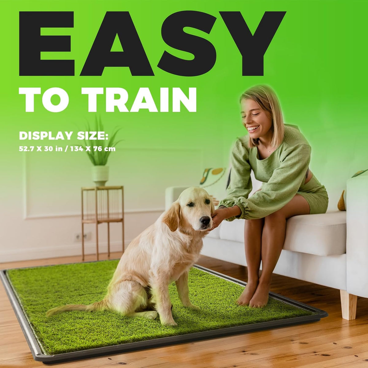 Hompet Dog Grass Pad with Tray Large, 52.7"x30", 2 Reusable Artificial Turf for Dogs Potty