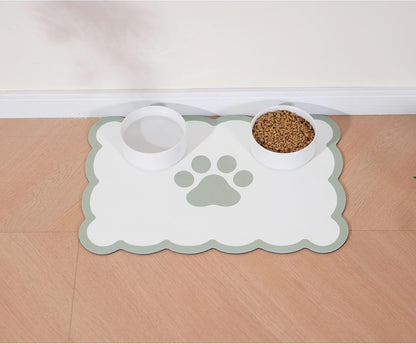 Ralxion Scalloped Dog Feeding Mat, Absorbent Mats for Dog Food and Water Bowl, Dispenser, Cute