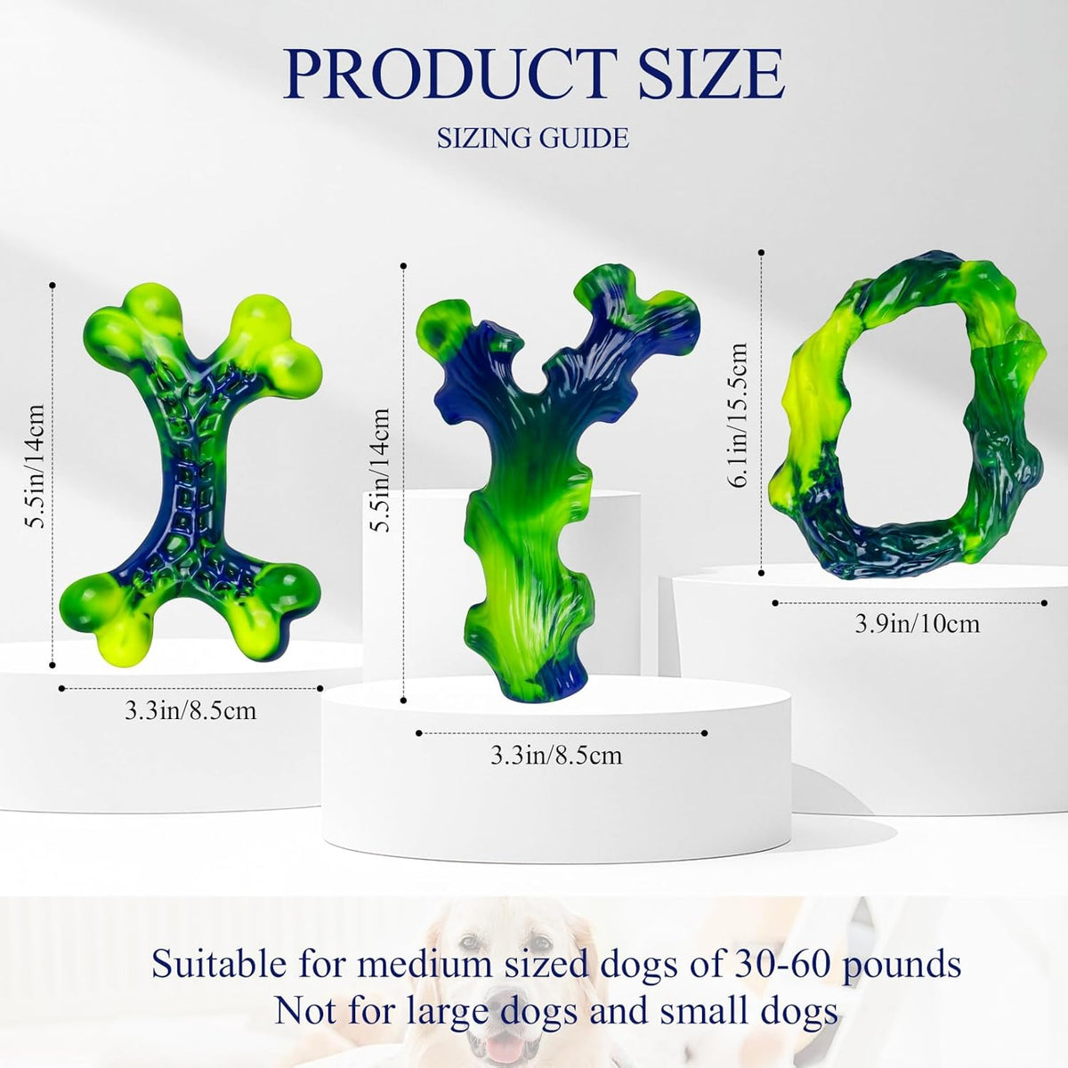 3-Pack Indestructible Nylon Dog Chew Toys for Aggressive Chewers - Long-Lasting Durable Bone-Shaped