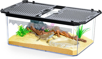 High-Transparency Reptile & Insect Enclosure Terrarium with Magnetic Door, Excellent Ventilation