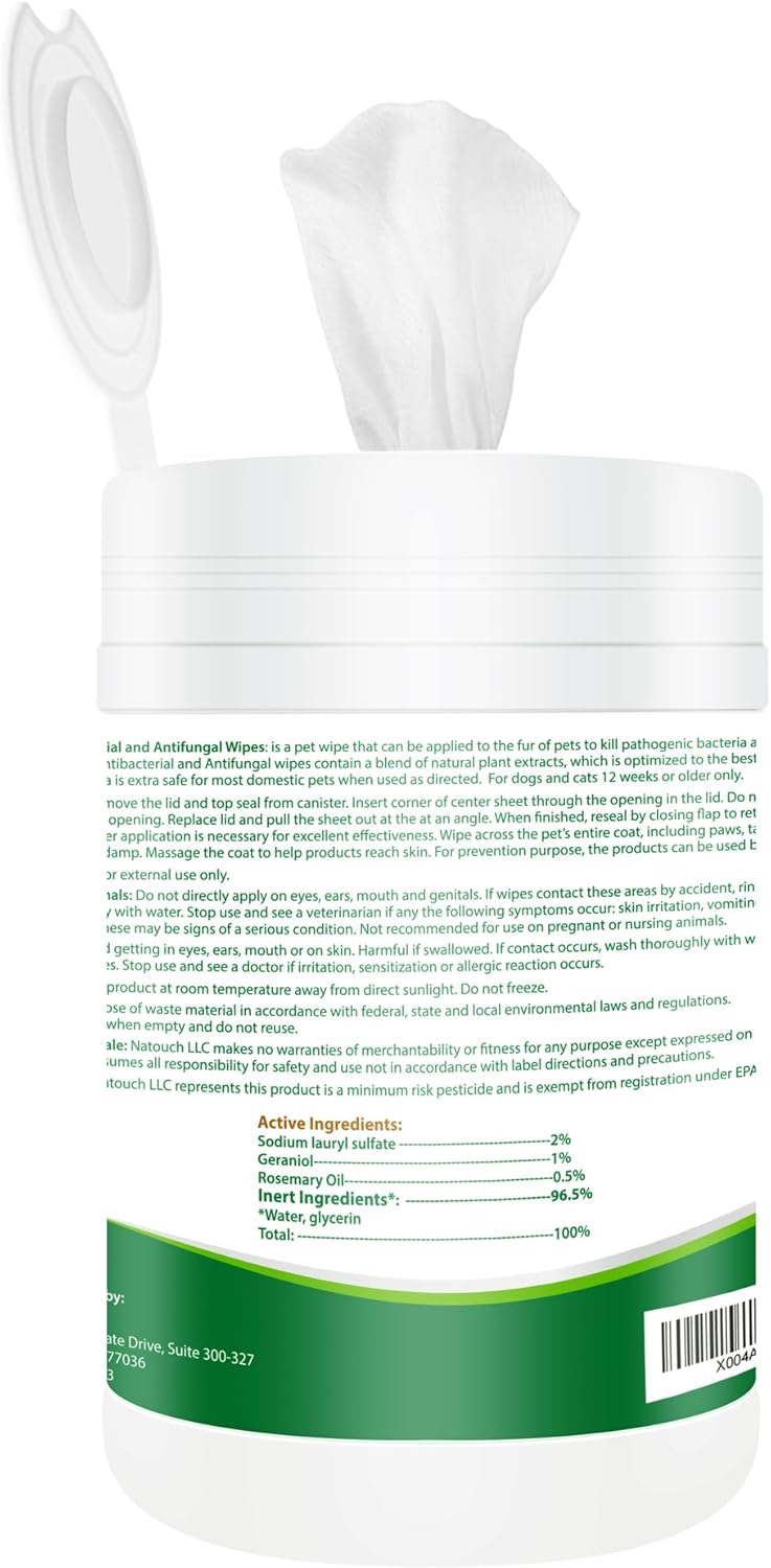 Antifungal and Antibacterial Wipes for Dogs & Cats, Dog Yeast Infection Treatment Wipes, All