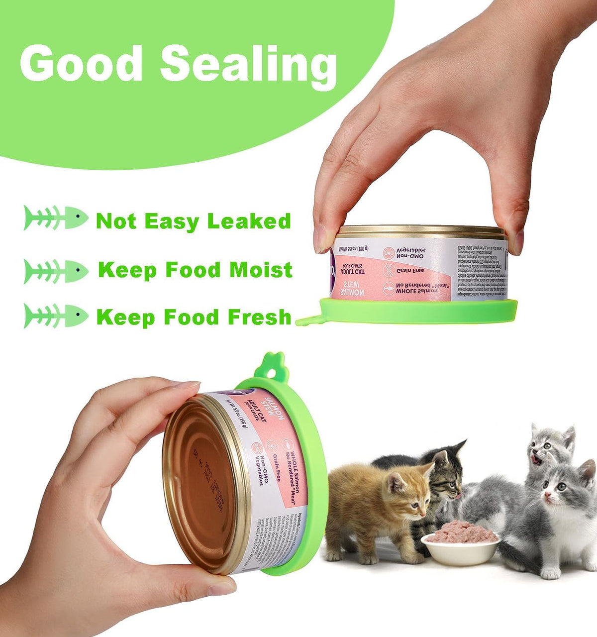 Comtim Cat Food Can Covers Lids for 5.5 oz Cans, 2 Pack Silicone Cat Food Can Lids for 5.5 oz 5.3