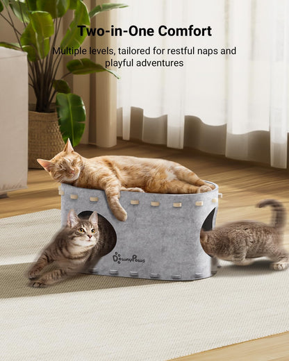 DownyPaws Cat House for Indoor Cats, Cat Bed Cave for Multiple & Large Cats Up to 22 Lbs, Scratch