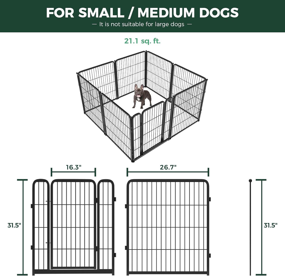 FXW Homeplus Unleashed Indoor Dog Playpen - Stress-Free and Safe Play, Heavy Duty 32 Inch 8 Wire