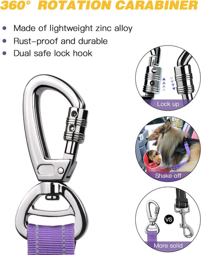 AUBELL Dog Seat Belt for Car,Updated 3-in-1 Adjustable Reflective Bungee Heavy Duty Dog Car Harness