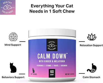 Calming Chews for Cats - Cat Calming Treats for Anxiety, Stress Relief Aid, Storms, Grooming