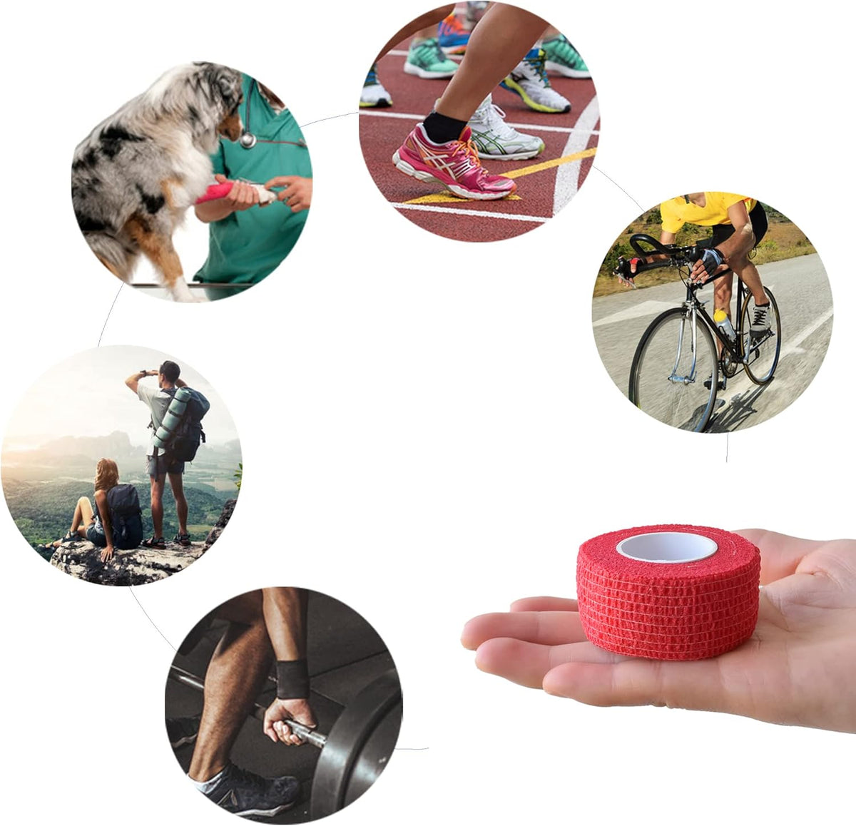 9 Pack 1" x 5 Yards Self Adhesive Bandage Wrap Self Stick Wrap for Ankle, Wrist, Finger, Sports