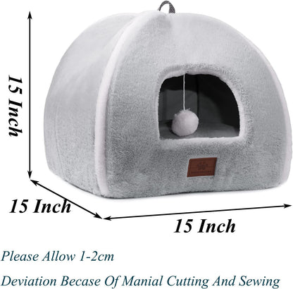 Cat Bed for Indoor Cats - Cat Cave Bed Cat House Cat Tent with Removable Washable Cushioned Pillow