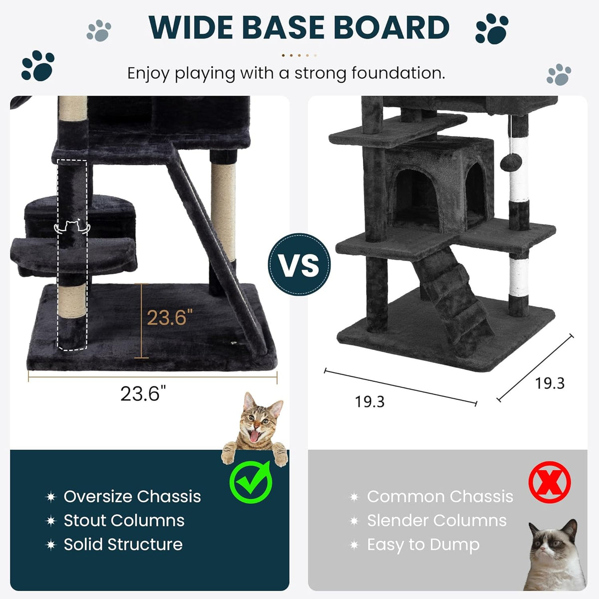 SHA CERLIN 65in Larger Cat Tree Tower Condo for Indoor Kitties/Multi-Level Furniture Activity