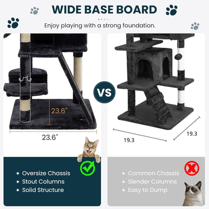 SHA CERLIN 65in Larger Cat Tree Tower Condo for Indoor Kitties/Multi-Level Furniture Activity