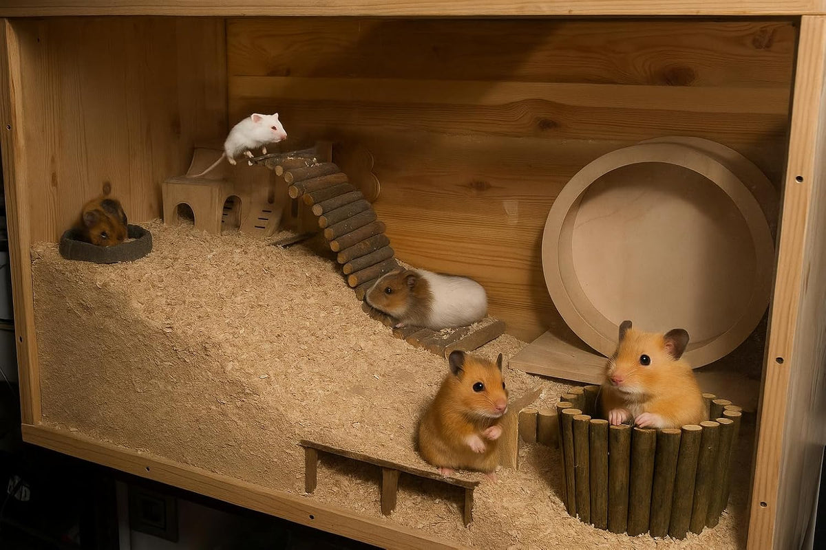 SIMENA Wooden Hamster Suspension Bridge Toy, Hamster Fencing, Natural Climbing Ladder for Dwarf