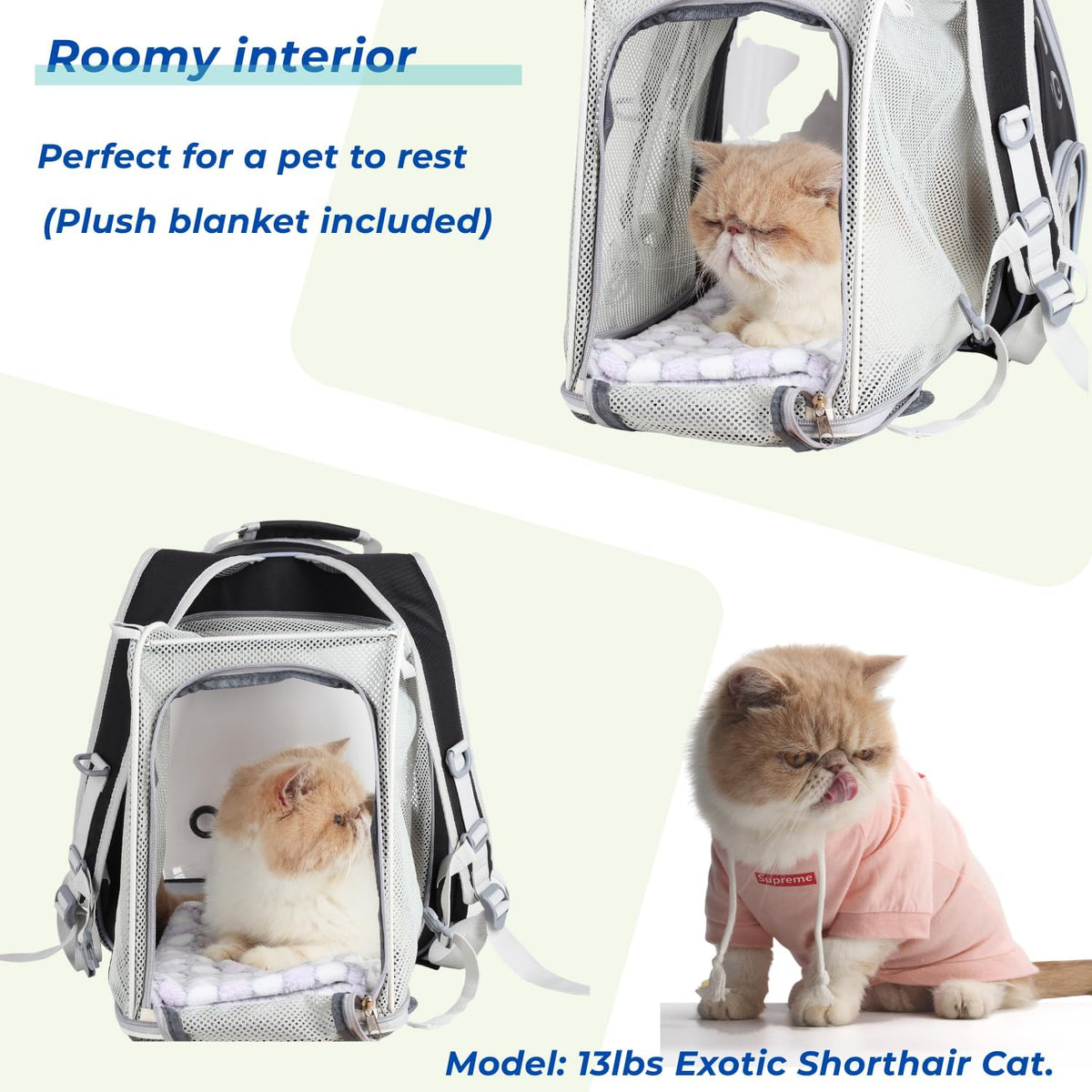 Lollimeow Cat Carrier Backpack, Bubble Expandable Backpack Carrier, Pets and Small