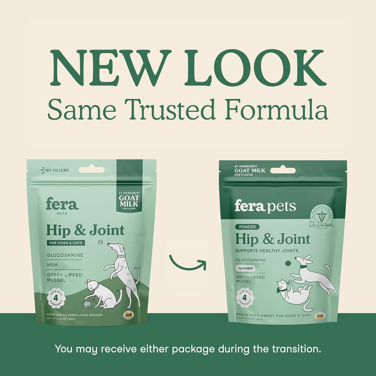 Fera Pets Goat Milk - Cat & Dog Hip and Joint Support with Glucosamine, MSM & Green Lipped Mussel