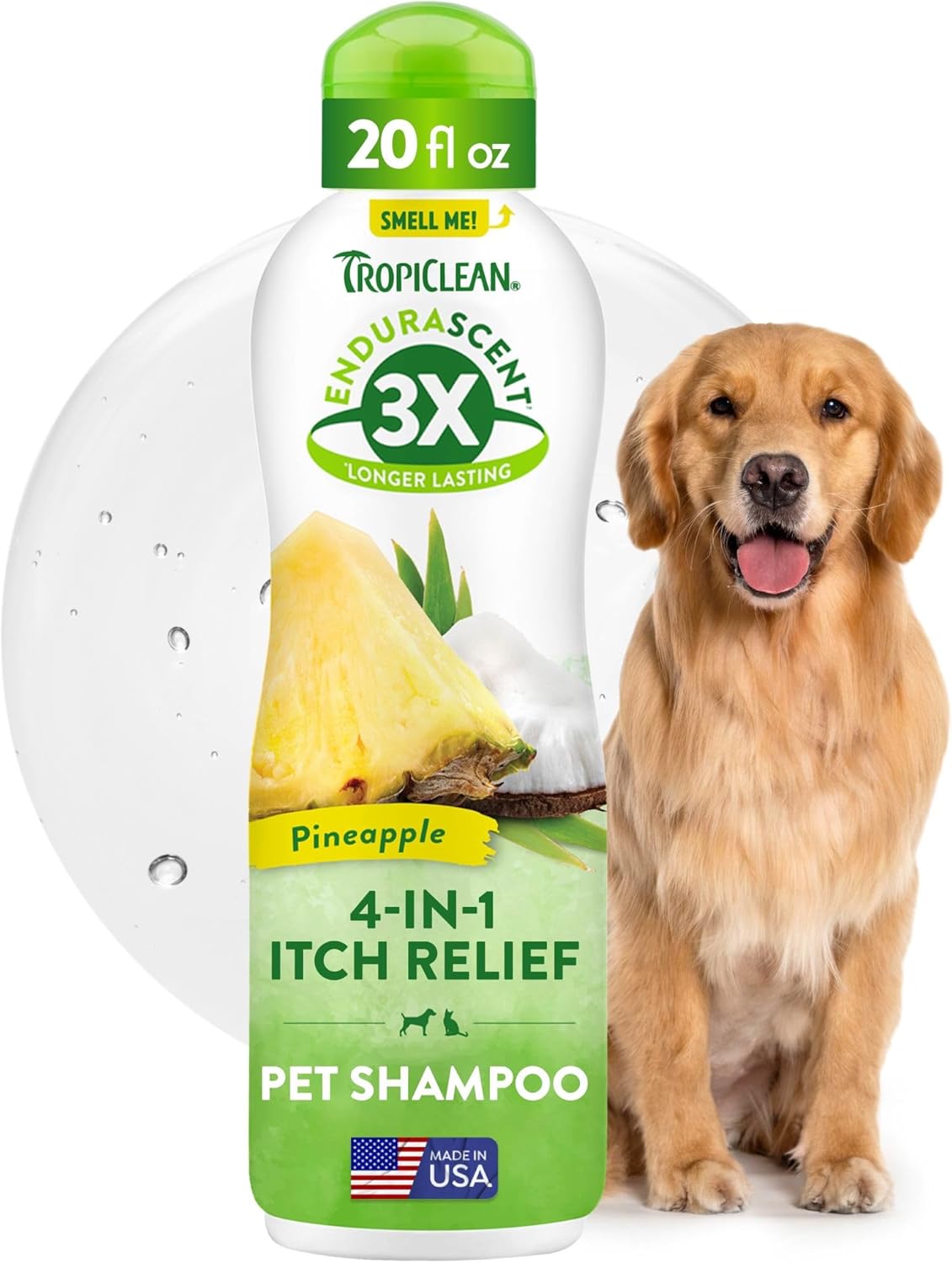TropiClean Itch Relief Dog Shampoo, Powerful Odor Control, Long-Lasting Pineapple Scent, Puppy