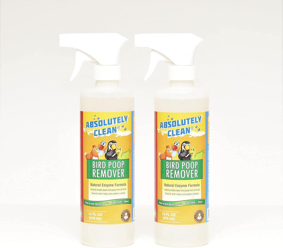 Absolutely Clean Amazing Bird Poop Remover - Just Spray/Wipe - Safely & Easily Removes Bird Messes