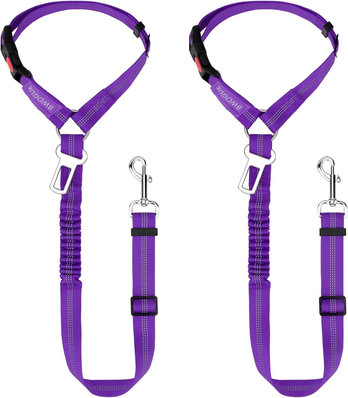 BWOGUE 2 Piece Dog Seat Belt for Car with Elastic Bungee Buffer Safety Seatbelt Car Headrest