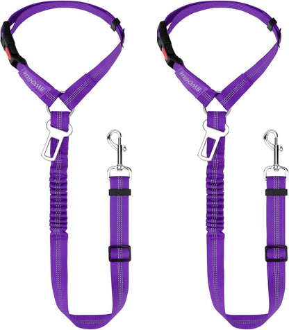 BWOGUE 2 Piece Dog Seat Belt for Car with Elastic Bungee Buffer Safety Seatbelt Car Headrest