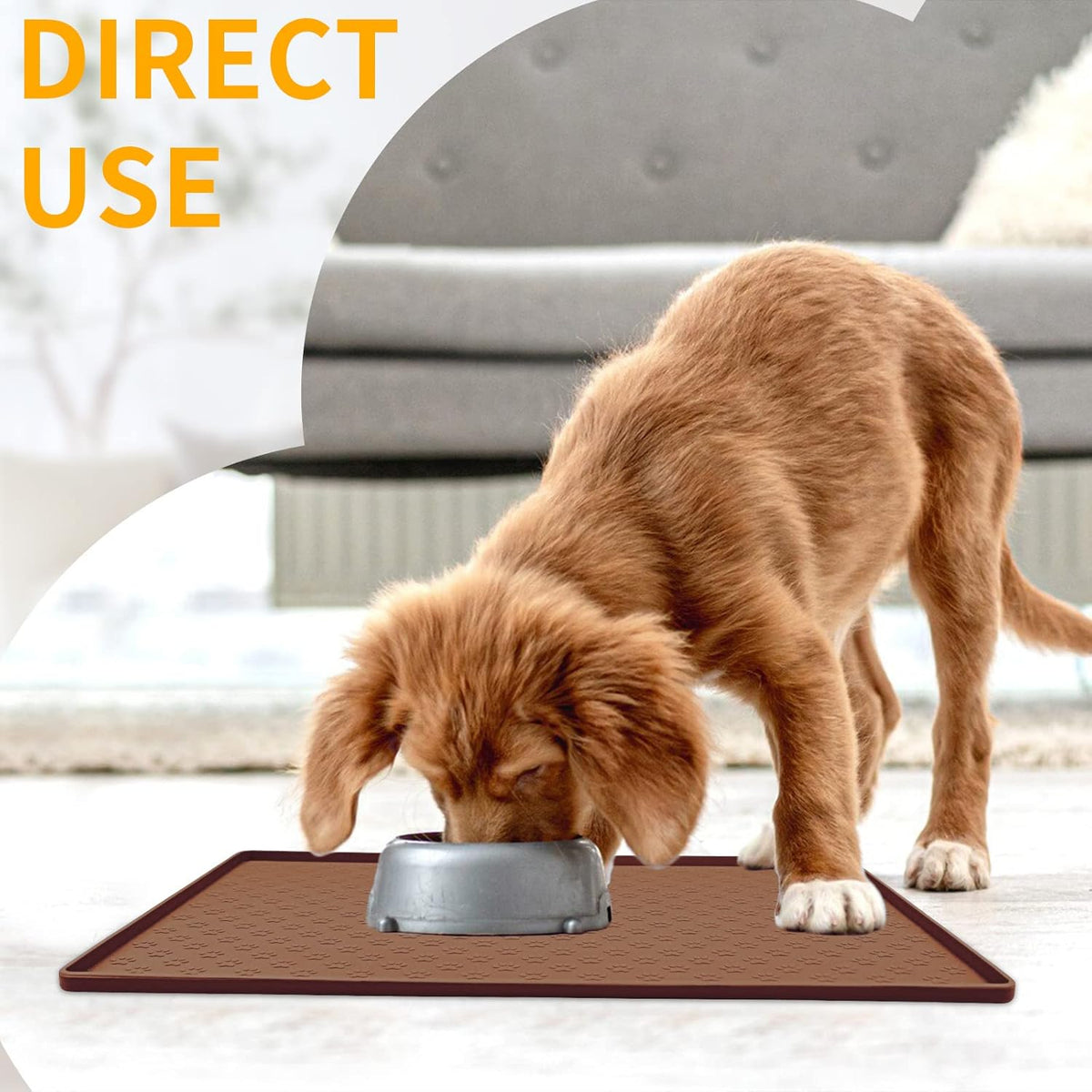 Ptlom Pet Placemat for Dog and Cat, Waterproof Silicone Pet Feeding Bowl Mats for Food and Water