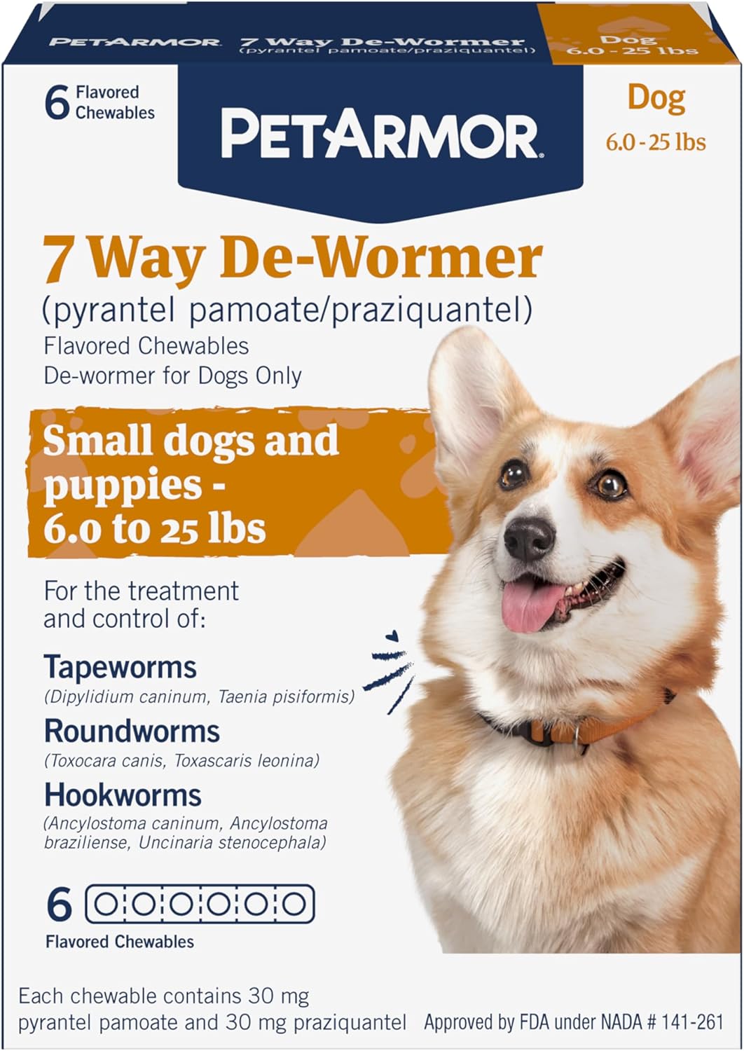 PetArmor 7 Way De-Wormer for Dogs, Oral Treatment for Tapeworm, Roundworm & Hookworm in Small Dogs