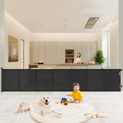 Pawtners Retractable Baby Gates Extra Wide, 41" Tall Extends up to 120" Wide, Dog Gate Indoor for
