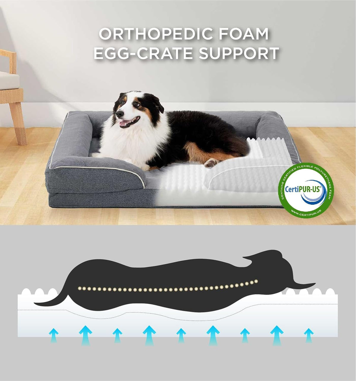 MADE 4 PETS Orthopedic Dog Bed for Large Dogs, Supportive Foam Big Large Pet Bed Sofa with Washable