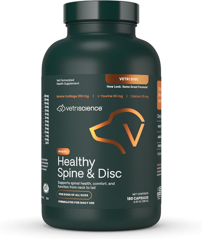 VetriScience Healthy Spine & Disc Easy-Open Capsules, Back & Spinal Support Chondroitin & Taurine