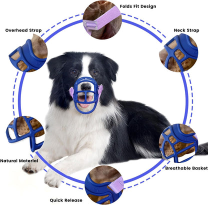 Basket Muzzle Allows Panting Drinking - Anti Biting Chewing, Suitable for Grooming Trimming