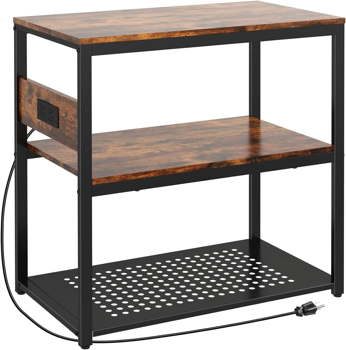 20-29 Gallon Fish Tank Stand With Power Outlets, 3-Tier Metal Aquarium Stands, Breeder Reptile Tank