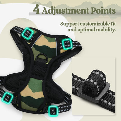 rabbitgoo Dog Harness No Pull with 2 Leash Clips, Adjustable Soft Padded, Reflective Oxford No