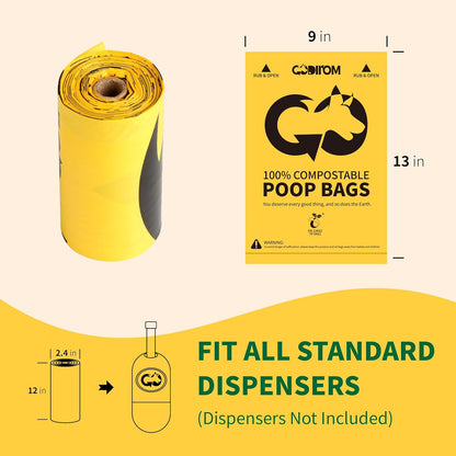 Certified 100% Compostable Poop Bags for Dogs, 270 Count Guaranteed Leak Proof and 18 Microns Extra
