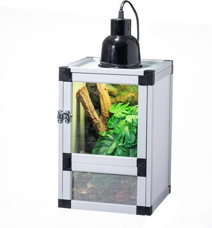 8" x 8" x 12" Bright White Reptile Cage, Rainforest Habitat with Acrylic Door, Ventilated Terrarium