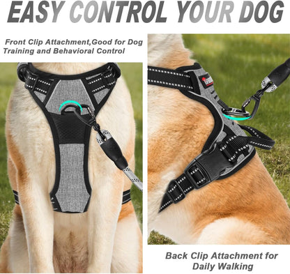 BARKBAY No Pull Dog Harness Front Clip Heavy Duty Reflective Easy Control Handle for Large Dog
